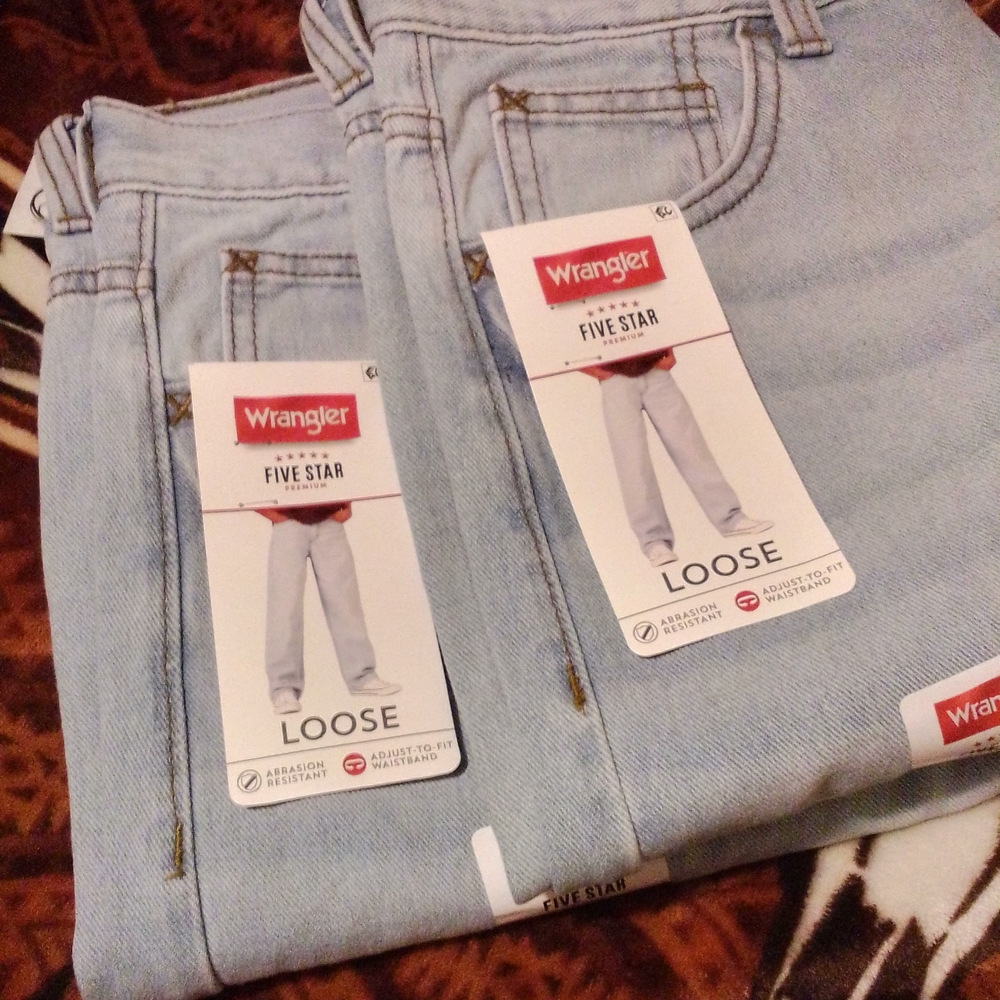 2 Pairs NWT Wrangler Boys Light Blue Loose Jeans